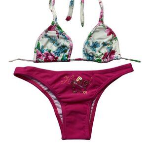 Recco Size Large Brazilian Floral Pink and White Bikini Set. New With Tags.